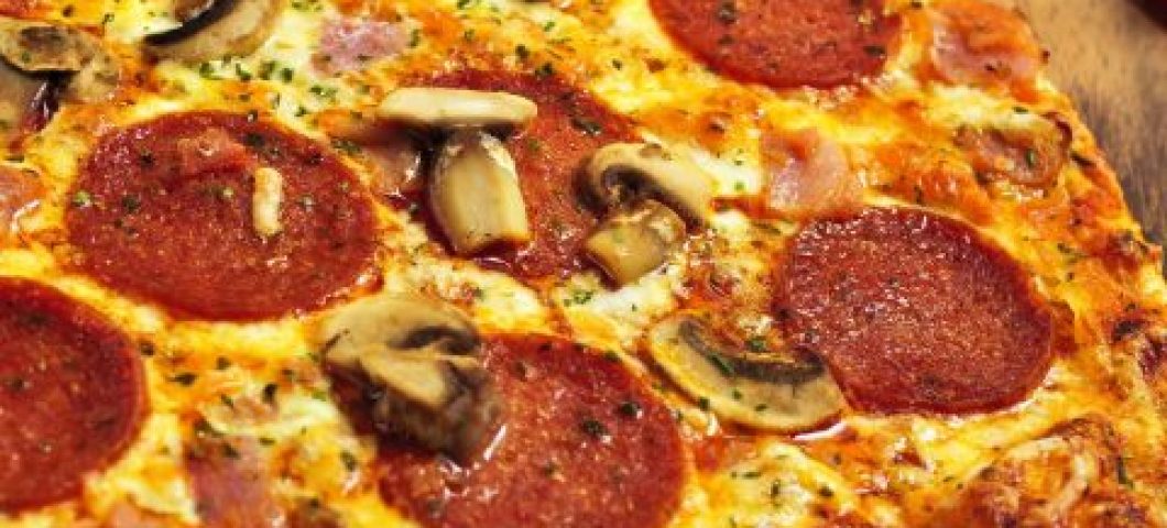 Closeup of pepperoni pizza