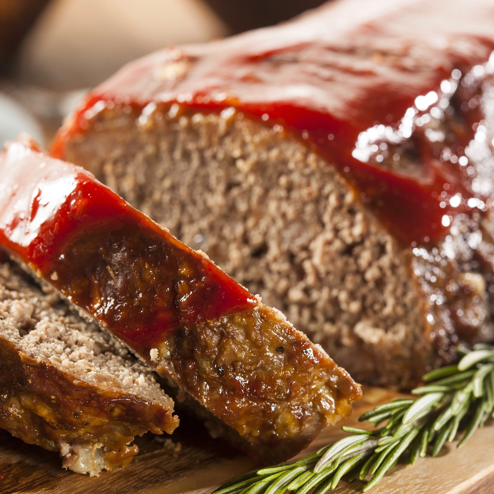 close up of meat loaf made with Dat Ketchup