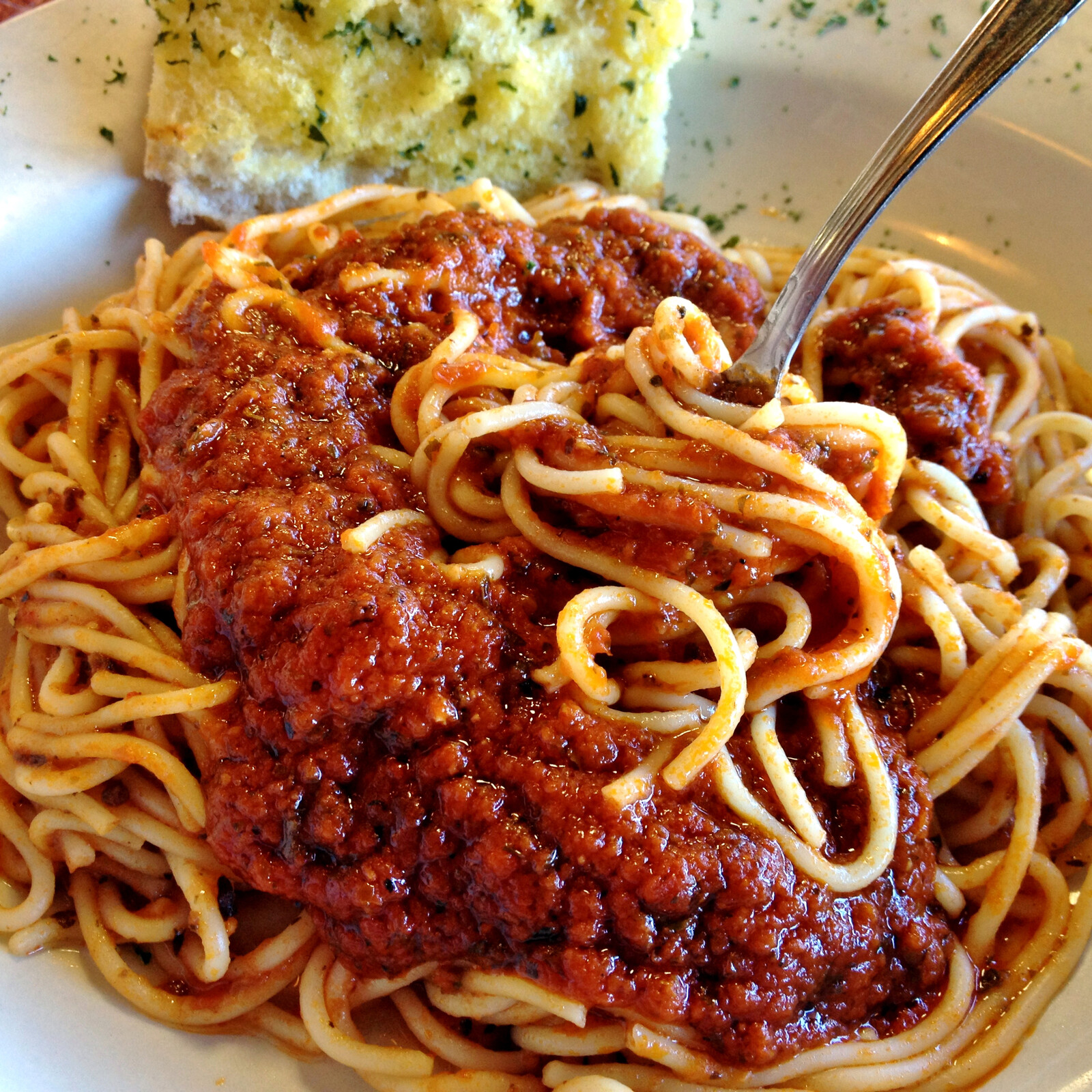 Plate of Spaghetti and meat sauce